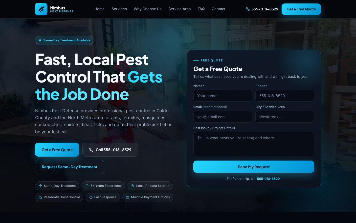 Nimbus Pest Defense website, built by StoopCraft
